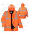Parka acolchada impermeable de alta visibilidad en naranja flúor