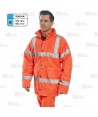 Parka acolchada impermeable de alta visibilidad en naranja flúor