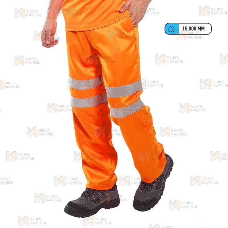 Pantalón impermeable y transpirable en naranja alta visibilidad