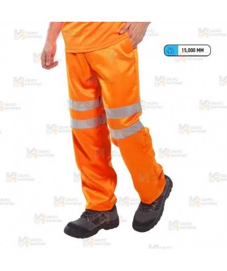 Pantalón impermeable y transpirable en naranja alta visibilidad