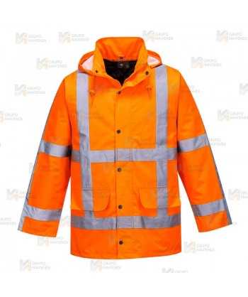 Parka impermeable con forro desmontable de alta visibilidad naranja flúor