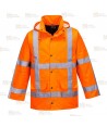 Parka impermeable con forro desmontable de alta visibilidad naranja flúor