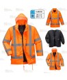 Parka impermeable con forro desmontable de alta visibilidad naranja flúor
