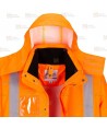 Parka impermeable con forro polar desmontable de alta visibilidad naranja flúor