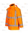 Parka impermeable con forro polar desmontable de alta visibilidad naranja flúor