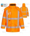 Parka impermeable con forro polar desmontable de alta visibilidad naranja flúor