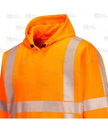 Sudadera con capucha con cintas segmentadas en naranja alta visibilidad