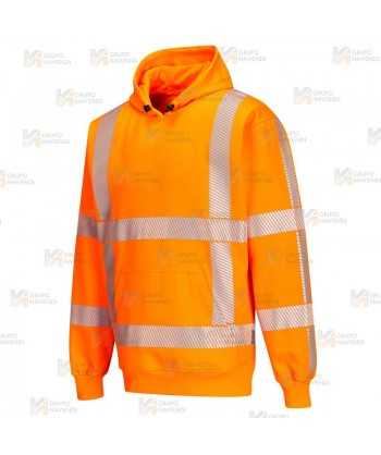Sudadera con capucha con cintas segmentadas en naranja alta visibilidad