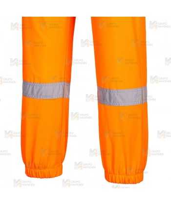 Pantalón deportivo con refuerzos en alta visibilidad naranja flúor