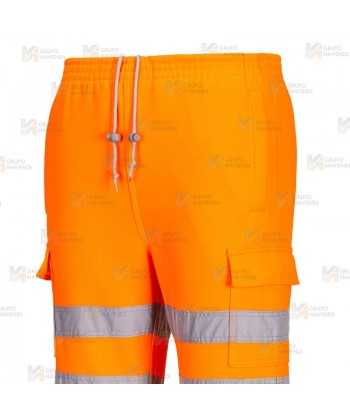 Pantalón deportivo con refuerzos en alta visibilidad naranja flúor