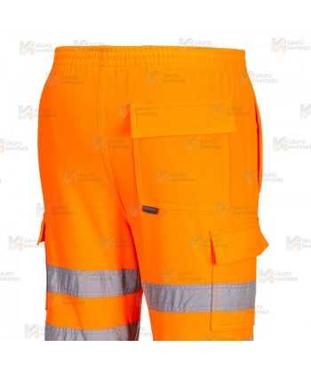 Pantalón deportivo con refuerzos en alta visibilidad naranja flúor