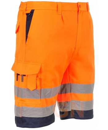 Pantalón bermuda bicolor marino/ naranja A.V. Portwest E043