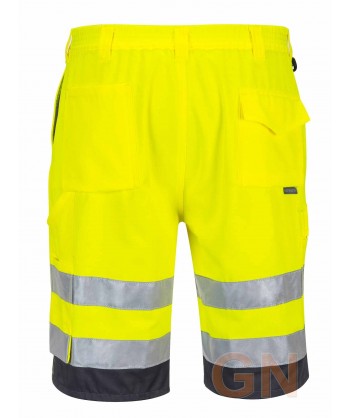 Pantalón bermuda muy ligero, bicolor alta visibilidad