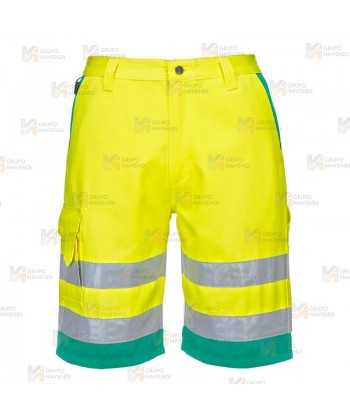 Pantalón bermuda muy ligero, bicolor alta visibilidad
