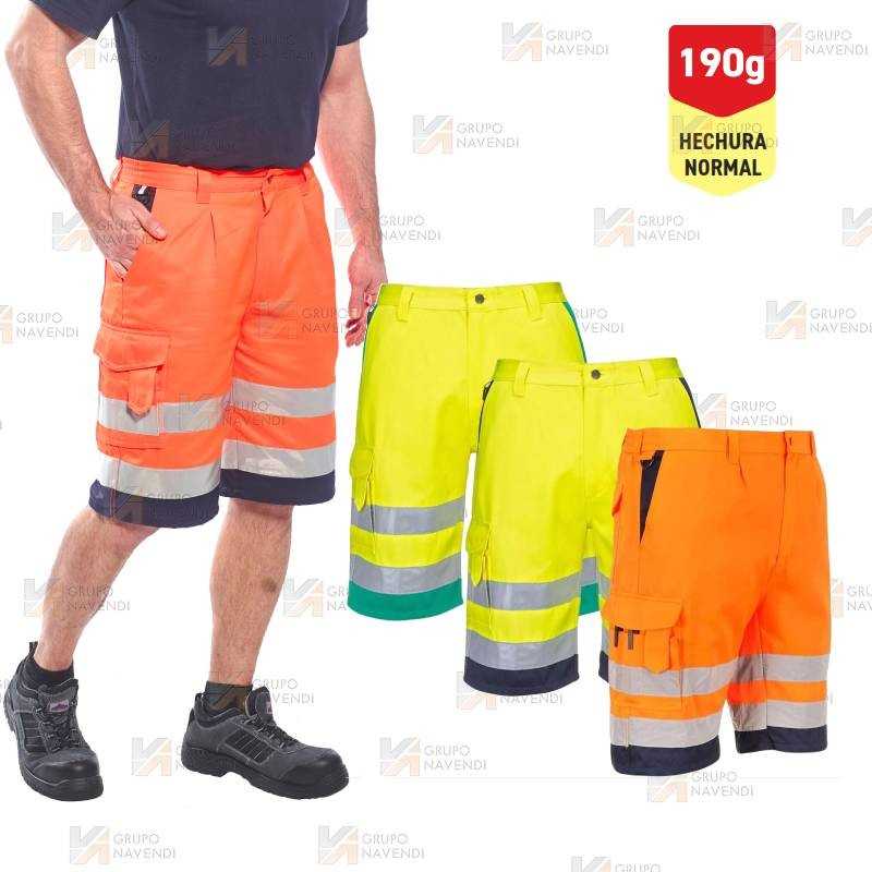 Pantalón bermuda muy ligero, bicolor alta visibilidad