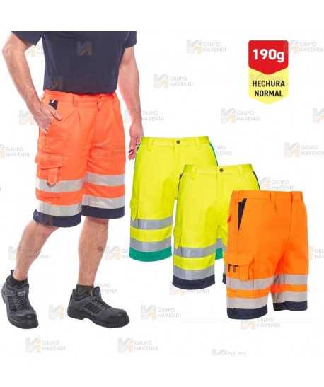 Pantalón bermuda muy ligero, bicolor alta visibilidad