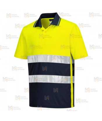 Polo transpirable bicolor de manga corta de alta visibilidad