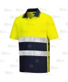 Polo transpirable bicolor de manga corta de alta visibilidad