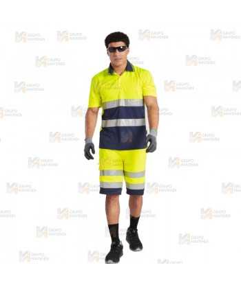 Polo transpirable bicolor de manga corta de alta visibilidad