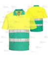 Polo transpirable bicolor de manga corta de alta visibilidad