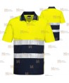 Polo transpirable bicolor de manga corta de alta visibilidad