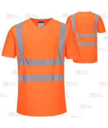 Camiseta bicapa alta visibilidad manga corta y cuello pico