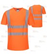 Camiseta bicapa alta visibilidad manga corta y cuello pico