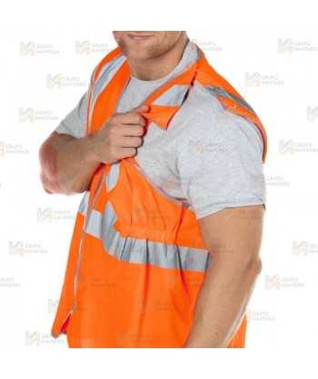 Chaleco largo anti atrapamiento en naranja alta visibilidad