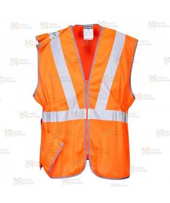 Chaleco largo anti atrapamiento en naranja alta visibilidad
