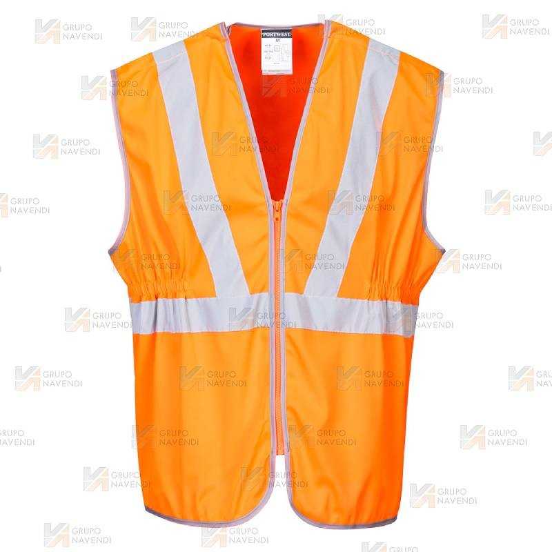 Chaleco largo anti atrapamiento en naranja alta visibilidad