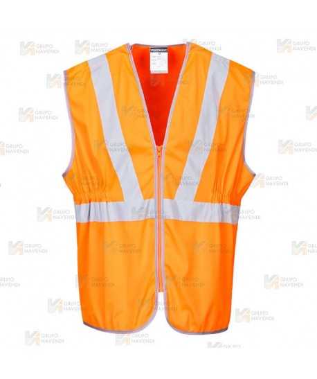 Chaleco largo anti atrapamiento en naranja alta visibilidad