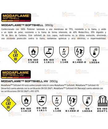 Softshell ignífugo multinorma de fibra modacrílica  (ARC 2)