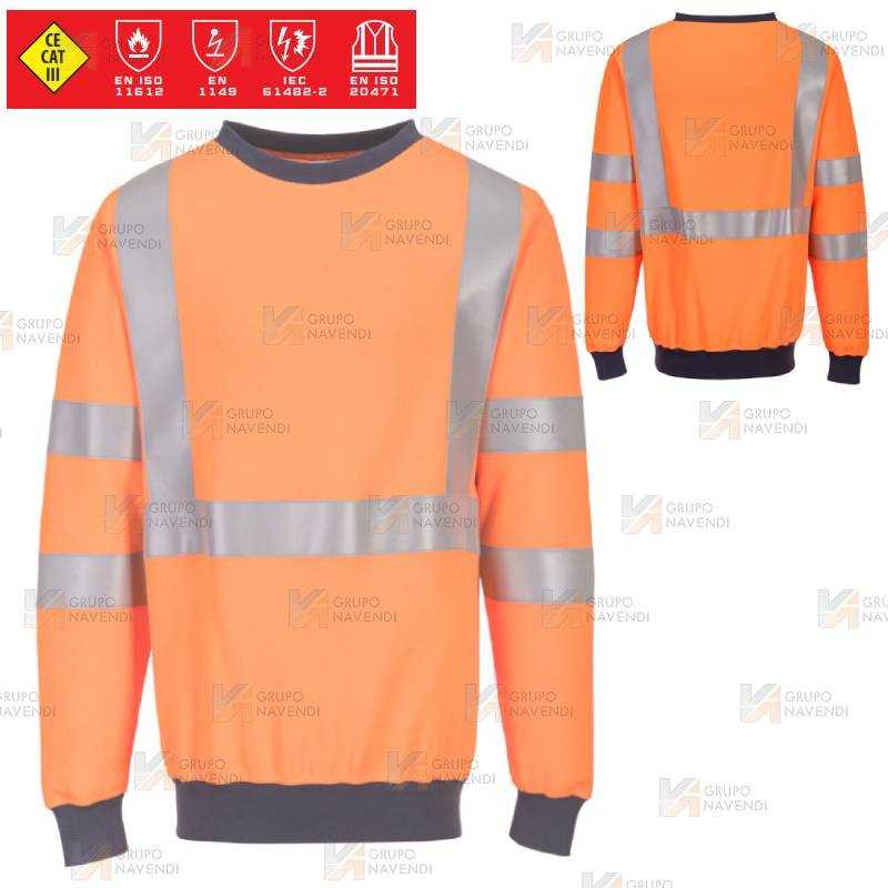 Sudadera ignífuga, antiestática, anti arco y alta visibilidad (ARC 2)