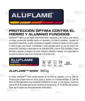 Cazadora ignífuga resistente al aluminio y el hierro fundido