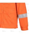 Cazadora ignífuga, antiestática y anti arco color naranja con cintas reflectantes y tejido elástico