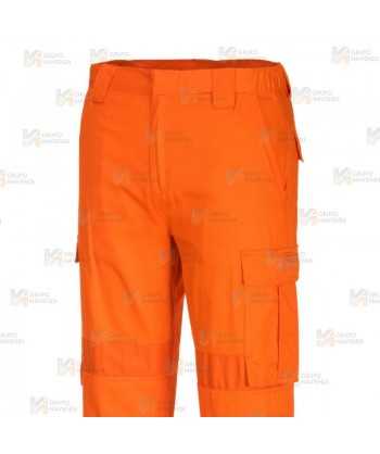 Pantalón ignífugo, antiestático, elástico y anti arco color naranja con cintas reflectantes