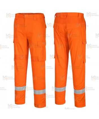 Pantalón ignífugo, antiestático, elástico y anti arco  color naranja con cintas reflectantes
