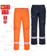 Pantalón ignífugo, antiestático, elástico y anti arco color naranja con cintas reflectantes