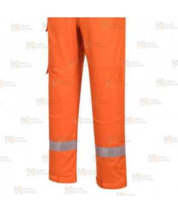 Buzo grueso, ignífugo, antiestático, elástico y anti arco color naranja con cintas reflectantes