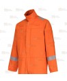Buzo grueso, ignífugo, antiestático, elástico y anti arco color naranja con cintas reflectantes