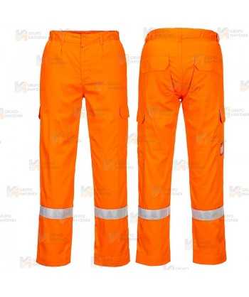 Pantalón ignífugo, antiestático y anti arco (ARC 2) color naranja con cintas reflectantes