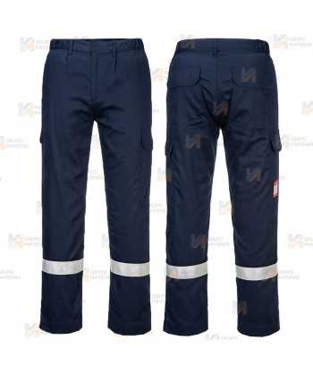 Pantalón ignífugo, antiestático y anti arco (ARC 2) color azul marino con cintas reflectantes