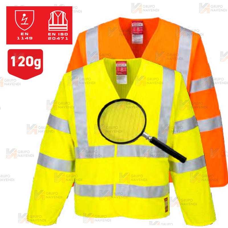 Chaqueta ligera, ignífuga, antiestática y de alta visibilidad clase 3