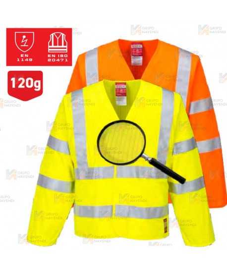 Chaqueta ligera, ignífuga, antiestática y de alta visibilidad clase 3