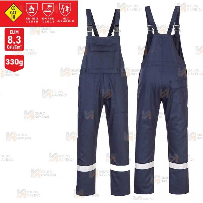 Peto ignífugo, grueso y anti arco con cintas reflectantes 330 gr (ARC 2)