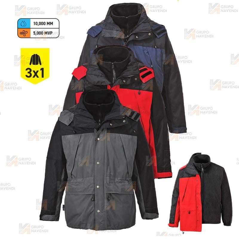 Parka con forro polar desmontable, impermeable y transpirable