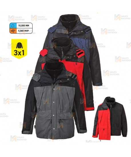 Parka con forro polar desmontable, impermeable y transpirable