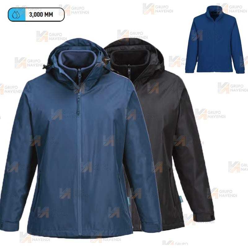 Parka impermeable con chaqueta polar desmontable para mujer