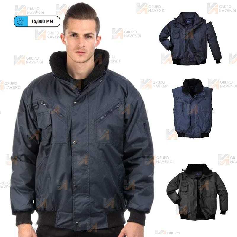Cazadora de PU impermeable y desmontable 4 en 1