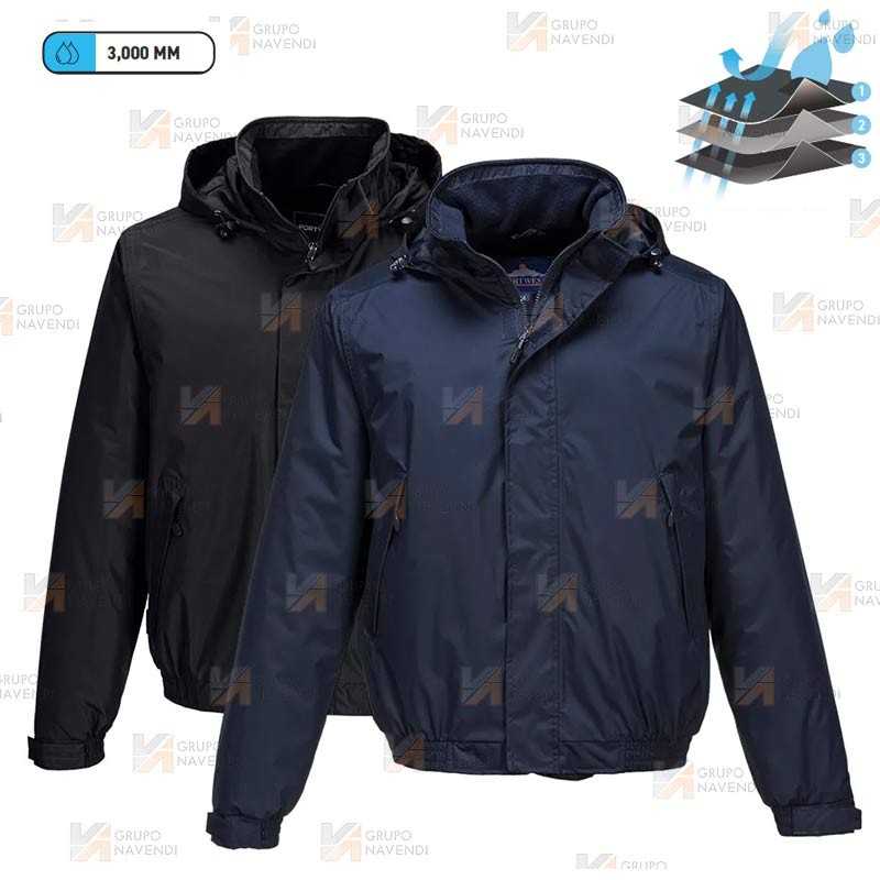 Cazadora piloto con capucha impermeable y transpirable